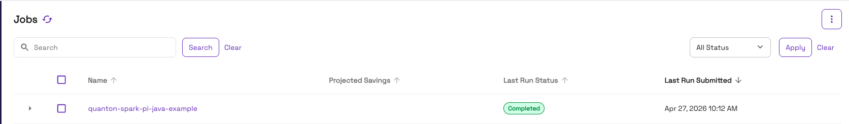 Job completed in Onehouse console