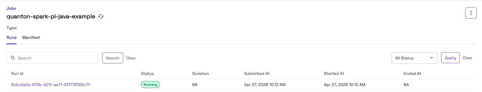 Job running in Onehouse console