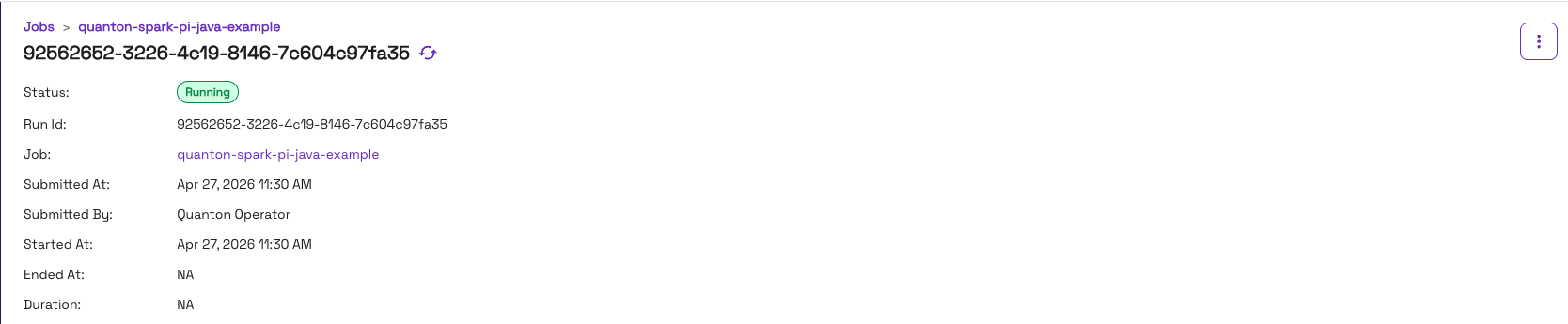 Job running in Onehouse console